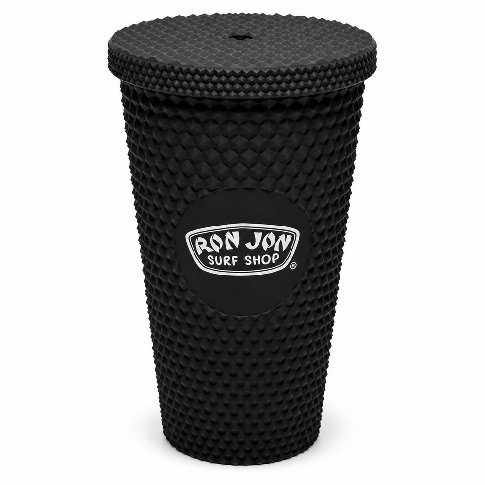 Ron Jon Surf Shop Studded Tumbler Matte Black Grid Texture Cold Cup 24oz